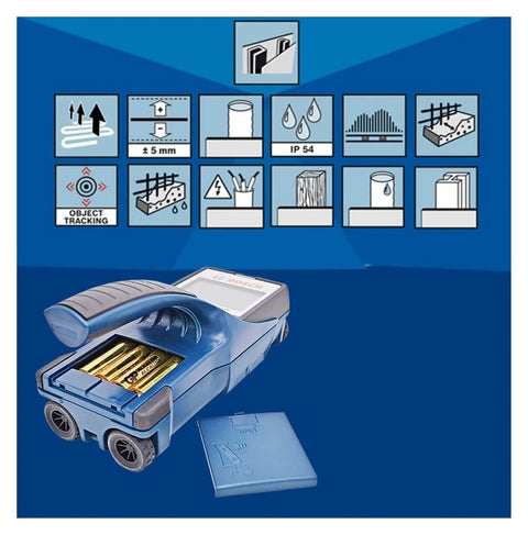 Pro Hustle Ready Wall Scanner And Digital Stud Finder With Straight Up Depth Tracking Zero Calibration Hassle Built Tough close-up of battery compartment.