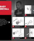 Easy install steps for Interior Privacy Door Knob With Lock For Bathroom And Bedroom, Matte Black Keyless Turn Lock Doorknob