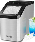 Countertop Nugget Ice Maker 55 Lbs Per Day With 3.6L Water Tank And 3.2 Lb Ice Basket Self Cleaning Pebble Ice Machine Stainless Steel Housing For Home Office And Parties