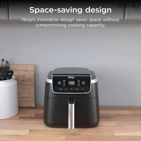 Game Changer 5 Quart Air Fryer With 5In1 Cook Functions For Insanely Crispy Results At 1750 Watts Leveraging Air Crisp Superheated Tech in a sleek grey design.