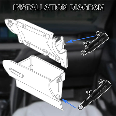 Installation diagram of Plug And Play Soft Close Glove Box Damper For Ford Maverick Bronco Sport And Escape Dashboard.