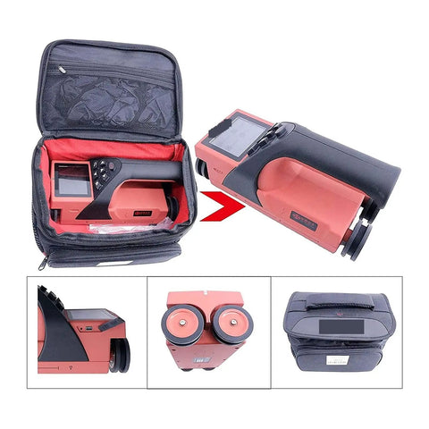 Top Drawer Stud Finder And Wall Scanner Built Different For Reliable Rebar Detection And Concrete Thickness Measurements Features Bright Color Display With Rapid Usb Upload For Professional Builders, showing device in carry case and detailed views.