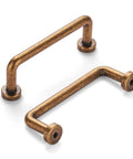 Top Tier Two Pack 3 Inch Center Antique Brass Cabinet Pulls Vintage Kitchen Drawer Handles Hardcore Zinc Alloy with circular ends.