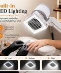 Image of the Badass 60W Nail Dust Collector featuring built-in LED light for precise nail work, showcasing 3 brightness modes.