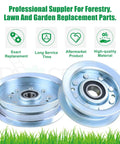 Heavy Duty Idler Pulley Replacement For John Deere GY22172 And GY20629 Fits 42 Deck D130 Mower Parts, showing two metal pulleys.