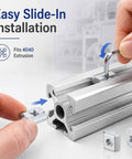 100 Piece Hella Tough 4040 Series Sliding T Nuts With Precision Metric M8 Threads For Smooth Gliding Action And Rock Solid Aluminum Extrusion Mounting On Your Setup in installation process on 4040 extrusion.