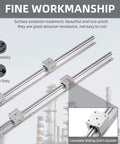 Rock Solid Sbr20 Linear Slide Rail Kit With Four Heavy Gauge Moving Carriages engineered for CNC routers, featuring rust-proof steel shafts.