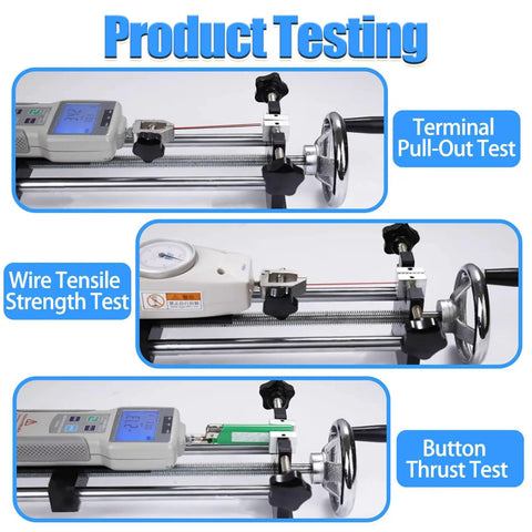 Kick Ass Digital Force Gauge And Test Stand Combo For Hella Precise Push Pull Measurement and tensile compressive load testing on solder joints and wire terminals.