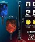 Dimensions of Lightweight USAPA Approved Pickleball Paddles Set With Four Paddles Two Indoor And Two Outdoor High Performance Balls