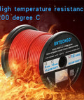 Red 12 Gauge Silicone Wire Spool, 100 Ft Flexible Stranded Tinned Copper Wire, reel with high temp resistance label