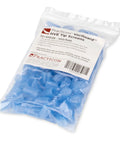 Pack of 100 blue disposable vac tip screens for standard size HVE tips, prevents tissue plugs and object aspiration.