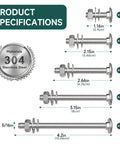 No Sweat Wheelbarrow Handle Replacement Kit 14 Piece 304 Stainless Steel Carriage Bolts and Nuts size specifications chart
