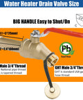 Lead Free Brass Water Heater Drain Valve With Full Port Design Three Quarter Inch MIP To Three Quarter Inch Garden Hose Thread, big handle
