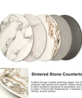 Grey Sintered Stone Lazy Susan Turntable Smooth 360 Degree Silent Rotating Serving Tray For Kitchen And Dining Table Heavy Duty Centerpiece Real Kitchen Game Changer Thirty Nine Inches Wide with various marble textures.