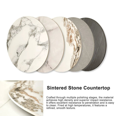 Heavy Duty Sintered Stone Lazy Susan 39 Inch Silent Rotating Turntable Serving Tray With Whisper Quiet 360 Spin Mechanism showcasing multiple surface textures.