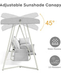 Oversized Outdoor Porch Swing Bed With Stand And Canopy Rain Cover Heavy Duty 3 Seat Bench Swing with adjustable sunshade canopy