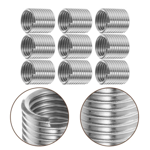 Stainless Steel Threaded Screw Inserts M8 Thread Repair Kit For Automotive Maintenance And Mechanical Equipment, close-up view