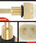 A-Premium left engine coolant temperature sensor; brass threaded body with black seal and white connector (front/side)