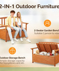 Outdoor Storage Bench With Seating For Two Weatherproof Cedar Wood Deck Box Loveseat 2 Person Patio Bench With Storage