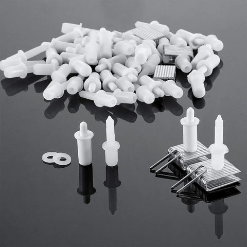 Top Notch Plantation Shutter Repair Kit 170 Piece Assortment Of Spring Pins Collar Brass Louver Staples For Quick Window Blind Fixup includes white pins and collars.