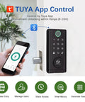 Top Pick Smart Door Lock Keyless Entry Deadbolt Fingerprint with app control, sleek black design, modern security feature, easy access.