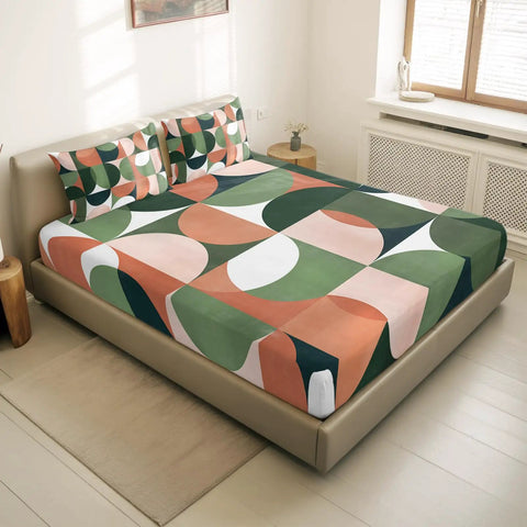 Cloud Soft Queen Fitted Sheets With 16 Inch Deep Pocket Microfiber Bedding Set Includes Two Pillowcases on a bed.