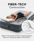 Woman resting on Super Thick Twin Air Mattress With Built In Pump And Roll Up Travel Bag Featuring Rock Solid Dual Layer Support And A Cozy Velvet Surface For Big Time Guest Comfort And Easy Overnight Rest.