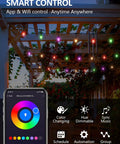 Smart RGBW String Lights 123 Ft With 40 LEDs, WiFi App Control, Alexa Compatible, IP65 Waterproof on pergola at night