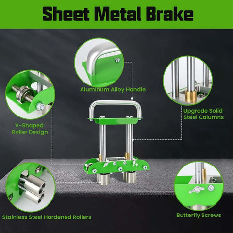 Pro-Grade Three Station Sheet Metal Roller Bender for 0 to 90 Degree Bends with adjustable rollers and solid steel columns