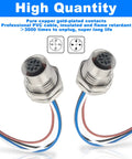 IP67 Waterproof M12 4 Pin A Coded Female Bulkhead Connector Cable 0.2M 2 Pack shown with blue and red wires