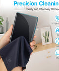 SmoTecQ microfiber cleaning cloth, black and grey, for screens and eyeglasses
