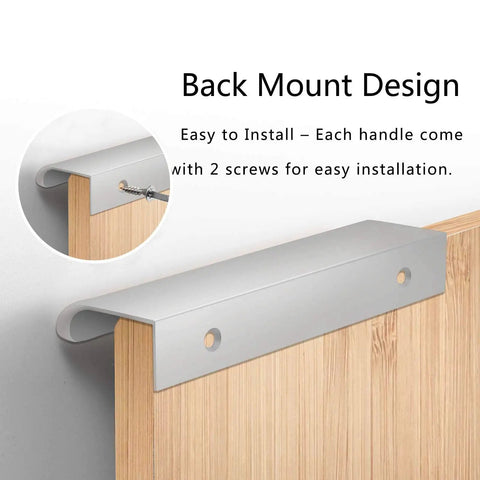 12 Pack Silver Aluminum Edge Pull Handles For Kitchen Cabinets Concealed Drawer Finger Grip Knobs With Screws easy back mount design