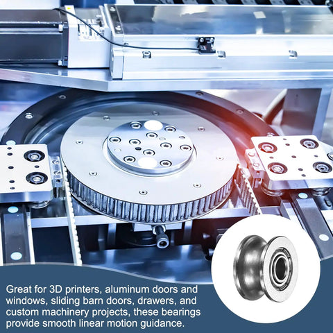 12 Pack Small U Groove Ball Bearing Pulleys 4X13X7MM Miniature V Wheel Rollers for rail track linear motion system in machinery.