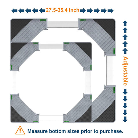 Adjustable Mobile Base For Heavy Appliances From 27.5 To 35.4 Inches With 8 Locking Wheels And 4 Feet top view diagram.