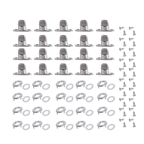 Professional Grade Alloy Twist Fastener Turn Button Kit With Complete Assortment Of Mounting Screws For Boat Upholstery And Furniture Builds Rock Solid Marine Hardware Variety Pack, featuring various metal fasteners and screws.