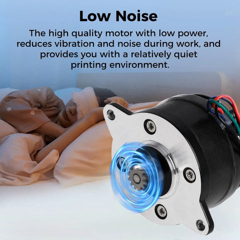 K2 Plus Extruder Motor Replacement For 3D Printer Dope Performance, circular stepper with 12 teeth, low noise operation showcased