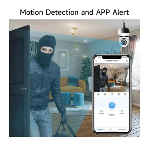 Badass 8MP Smart PTZ WiFi Security Dome Camera Delivers Smooth 360 Views With Rapid AI Motion Tracking And Crisp Two Way Talk For Bulletproof Outdoor Monitoring Setup showing motion detection alert on smartphone.