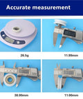 Accurate measurement of Heavy Duty U Groove Plastic Coated Bearings 6001ZZ shows weight 26.5g and dimensions 11.99mm, 38.00mm, 11.00mm.