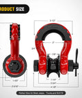 Three Quarters Inch D Ring Shackle With Snatch Block Recovery Set for Off Road Vehicles Two In One Heavy Duty Pulley And D Ring Mountable At Recovery Points For Easy Access Safe Quick Vehicle Recovery, size diagram