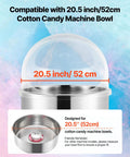Clear Acrylic Dome Shield For Cotton Candy Machine, 21 Inch Bubble Cover With Bottom Groove over floss maker bowl