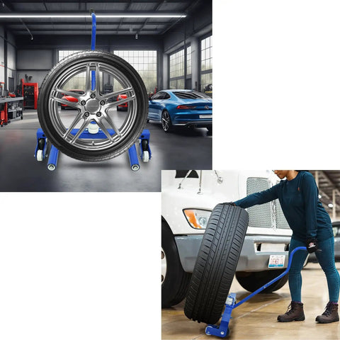 Heavy Duty Adjustable Tire Dolly Cart With 500 Lb Capacity Hella Tough Steel Frame Fits 12 To 24 Inch Wheels, moving wheels in garage.