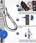 Built Tough Adjustable Resistance Band Wall Anchor Mount System with stainless steel carabiner and adjustable blue knob.