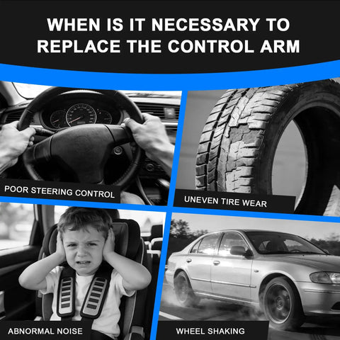 Image showing signs to replace Suspension Control Arm Replacement For BMW 325Xi 328i 330Xi 335i X1 Xdrive: poor steering, uneven tire wear.