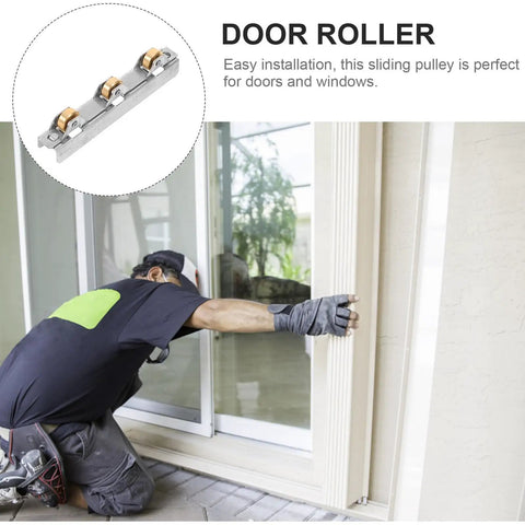 Heavy Duty Sliding Door Window Pulley Wheel With Double Bearing Track Guide Roller installed on a sliding door for smooth operation.