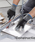 Worker using PU Coated Work Gloves For Light Duty Tasks, Breathable Nylon Knit With Ultra Thin Dexterity for tile cutting