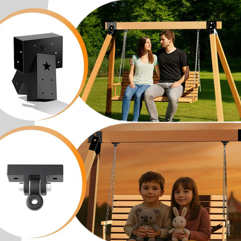 Heavy Duty Swing Set Brackets Kit With 2 A Frame Brackets And 2 Swing Hangers For Wooden Playsets DIY Backyard Playground Gear Mounting Parts And All Hardware For Easy Install