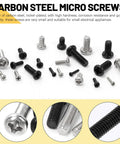 Top Shelf Assorted Metric Micro Screw Kit Packing 1200 Phillips Pan Head Fasteners Across Twenty Four Precision Sizes with carbon steel micro screws.