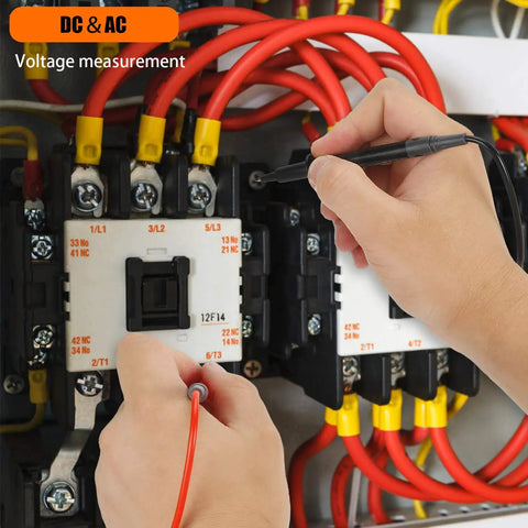 Person using Versatile Digital Multimeter Tester For Home Auto And Industrial Use Handy Volt Meter for checking circuit board