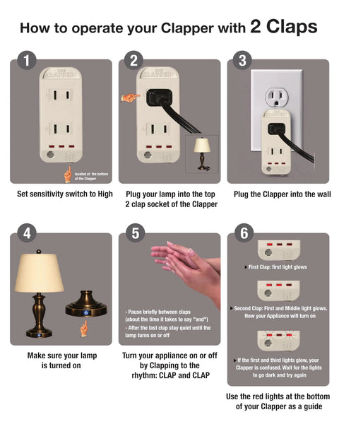 Instructions for Sound Activated Wall Switch With Clap Detection For Easy Lights On Off Control Wireless Light Switch For Kitchen And Bedroom No More Fumbling In The Dark As Seen On TV