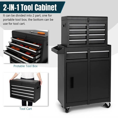 Premium Heavy Duty Rolling Tool Cabinet With Adjustable Shelf For Shop Floors showcasing portable tool box and tool cart features.